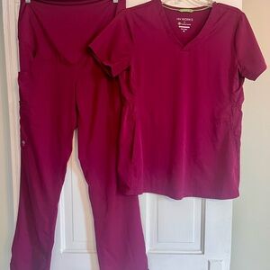 Healing Hands Women's Magenta Maternity Scrub Set